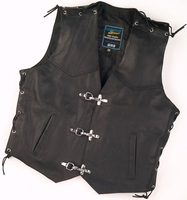 GMS-Moto Hook,  leren vest,  kleur: zwart,  maat: 6XL
