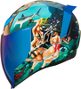 Icon Airflite Pleasuredome 4,  integraalhelm,  kleur: Lichtblauw/Groen/Wit,  maat: S