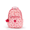 Kipling Backpacks Seoul Pink Leaves Prints Groot Vrouw 62% Polyester,  38% Recycled Polyester