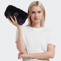 Kipling Buideltasje Anuli Nocturnal Fur Zwart Groot Vrouw 72% Acrylic,  28% Polyester